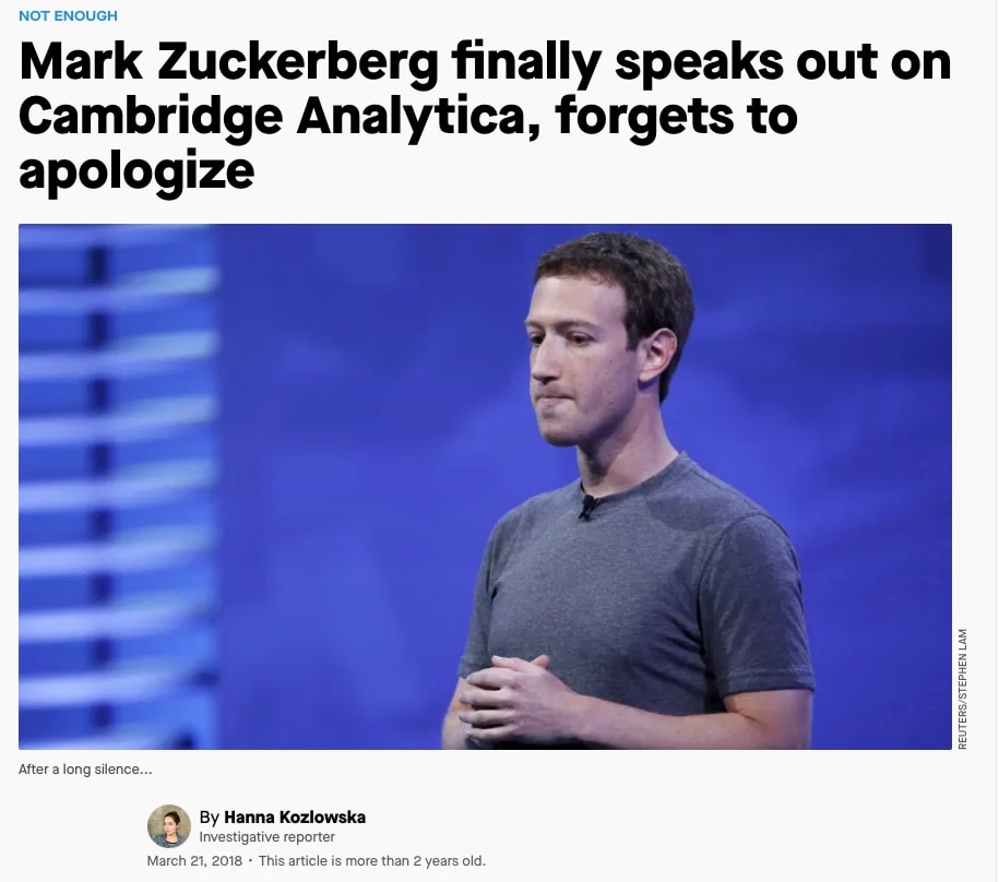Zuckerberg Headline