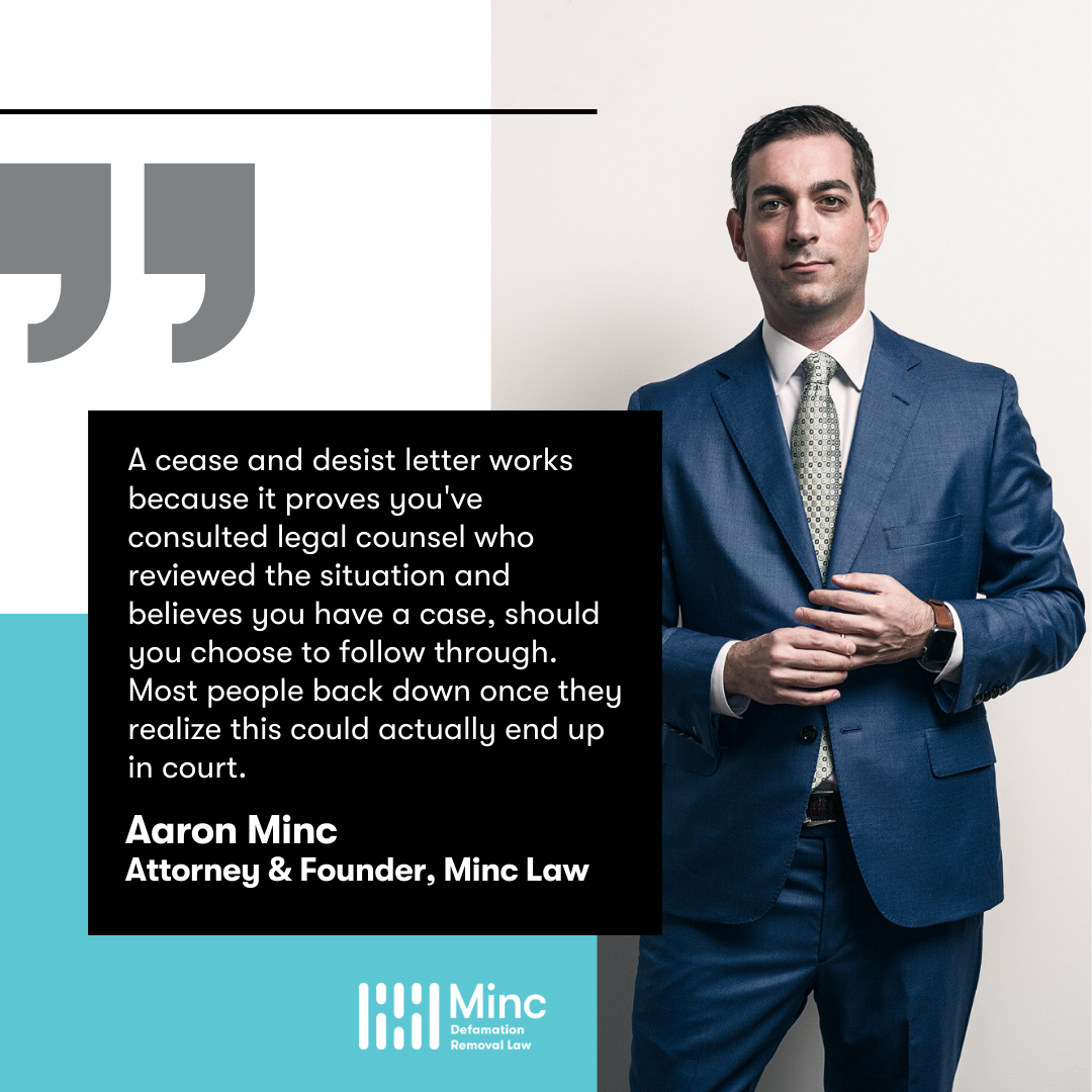 cease and desist letter as alternative to defamation lawsuit