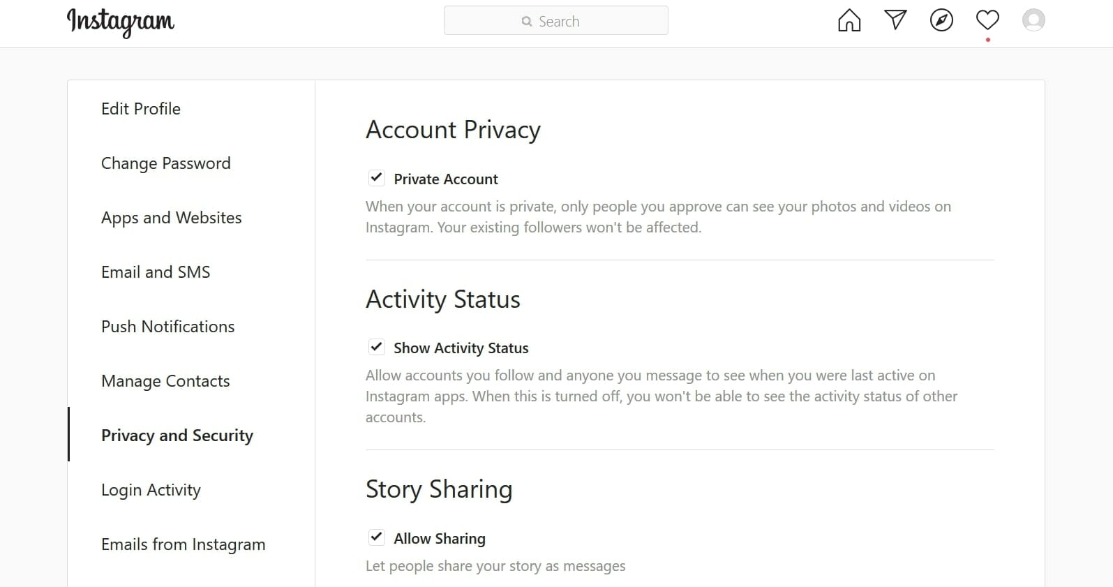 Instagram privacy settings step 3