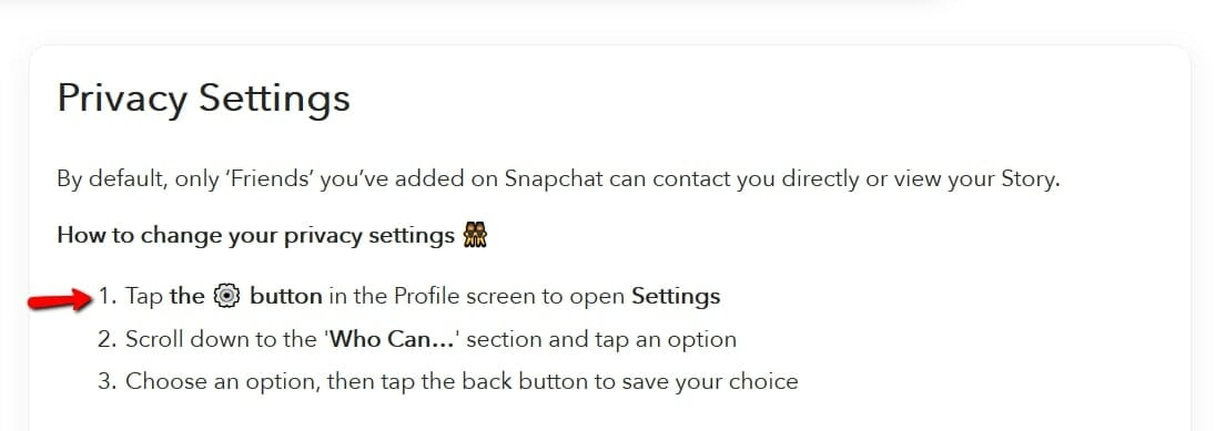 Snapchat privacy settings