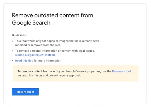 Remove outdated content from Google instructions