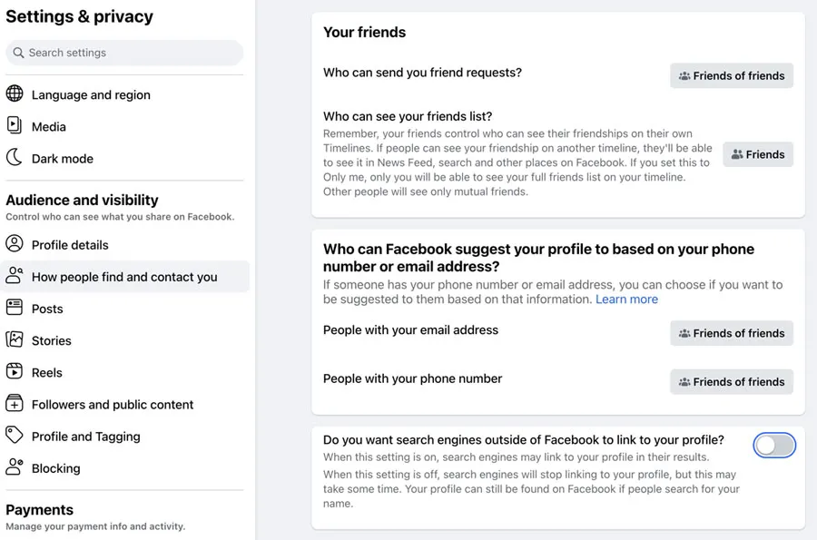 adjust audience and visibility on Facebook