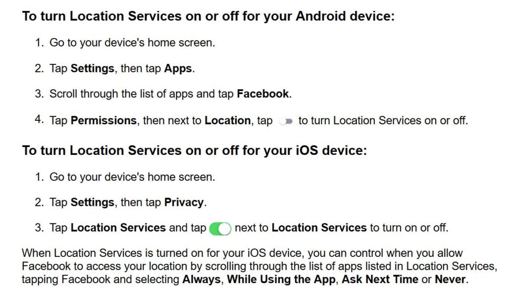 How to turn off location data on Android and iOS devices