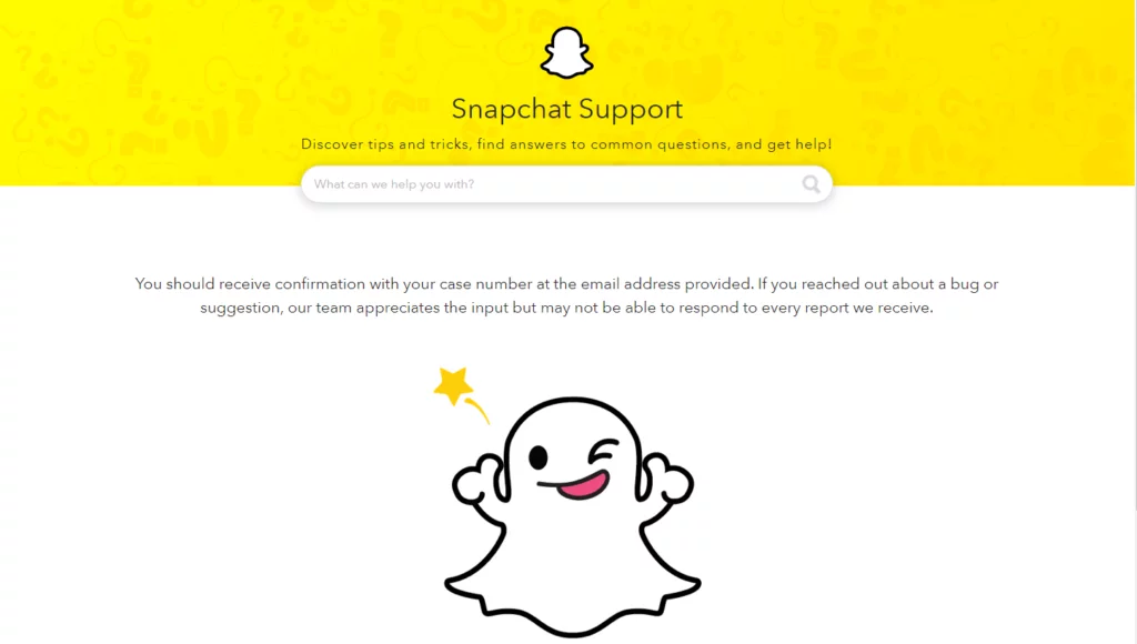 Snapchat Support complaint submission response
