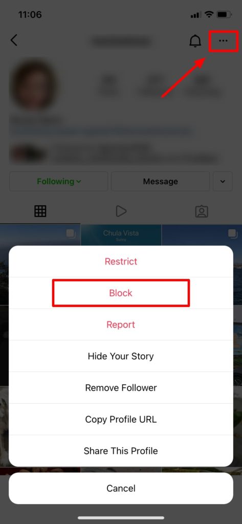 Block Instagram profile