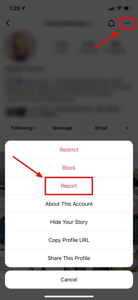 How to report an Instagram profile