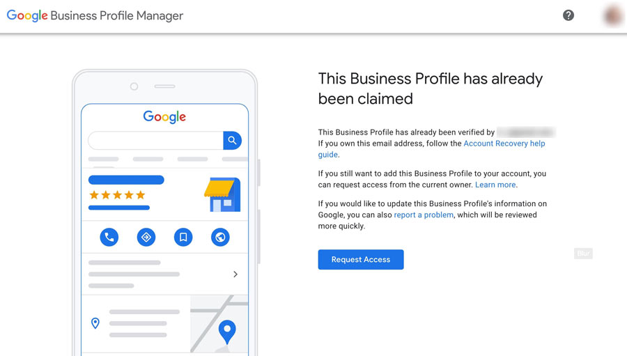 Google business manager already claimed business
