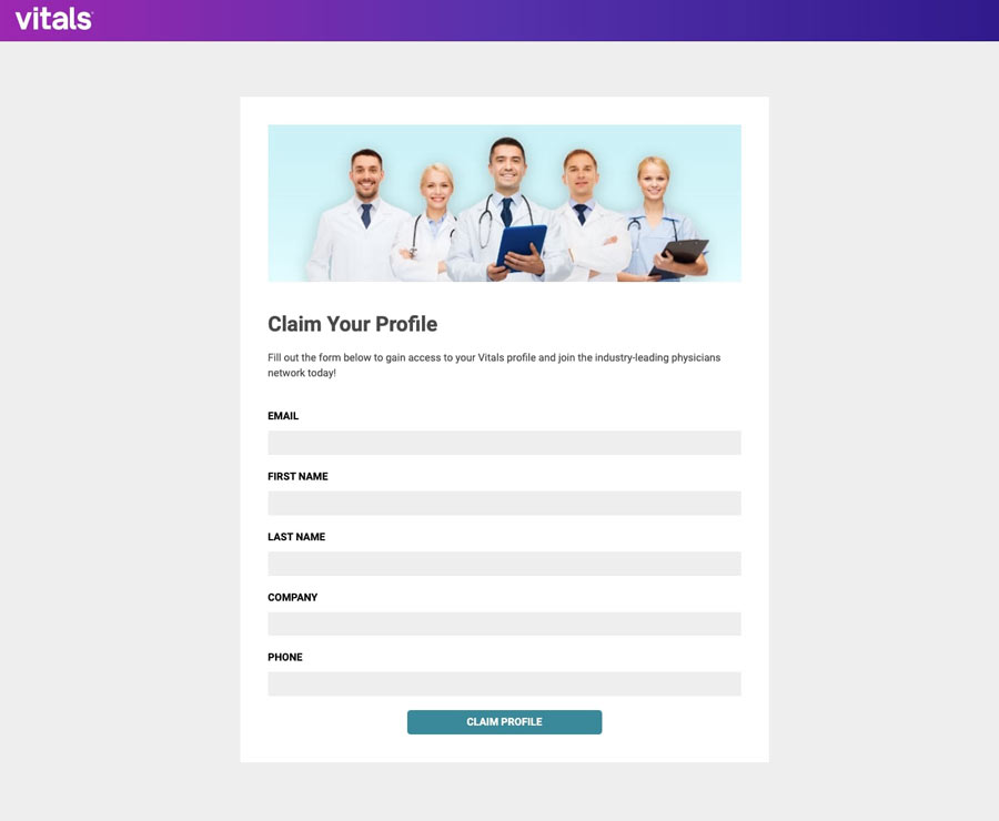 Claim healthcare profile on Vitals form screenshot