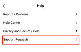 Instagram support requests