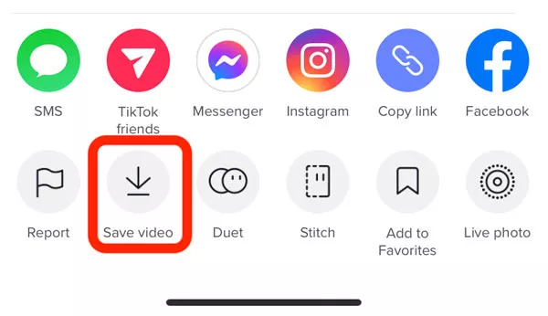 How to save a video on TikTok step two