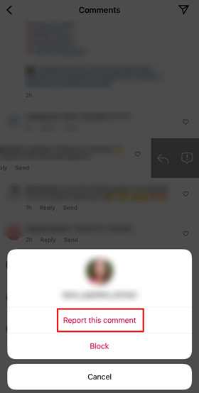 Report Instagram comment