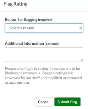 Select a reason for flagging review