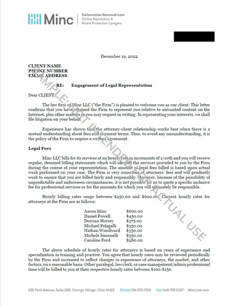 Minc Law Evergreen Retainer Fee Agreement Example (Click to download PDF)