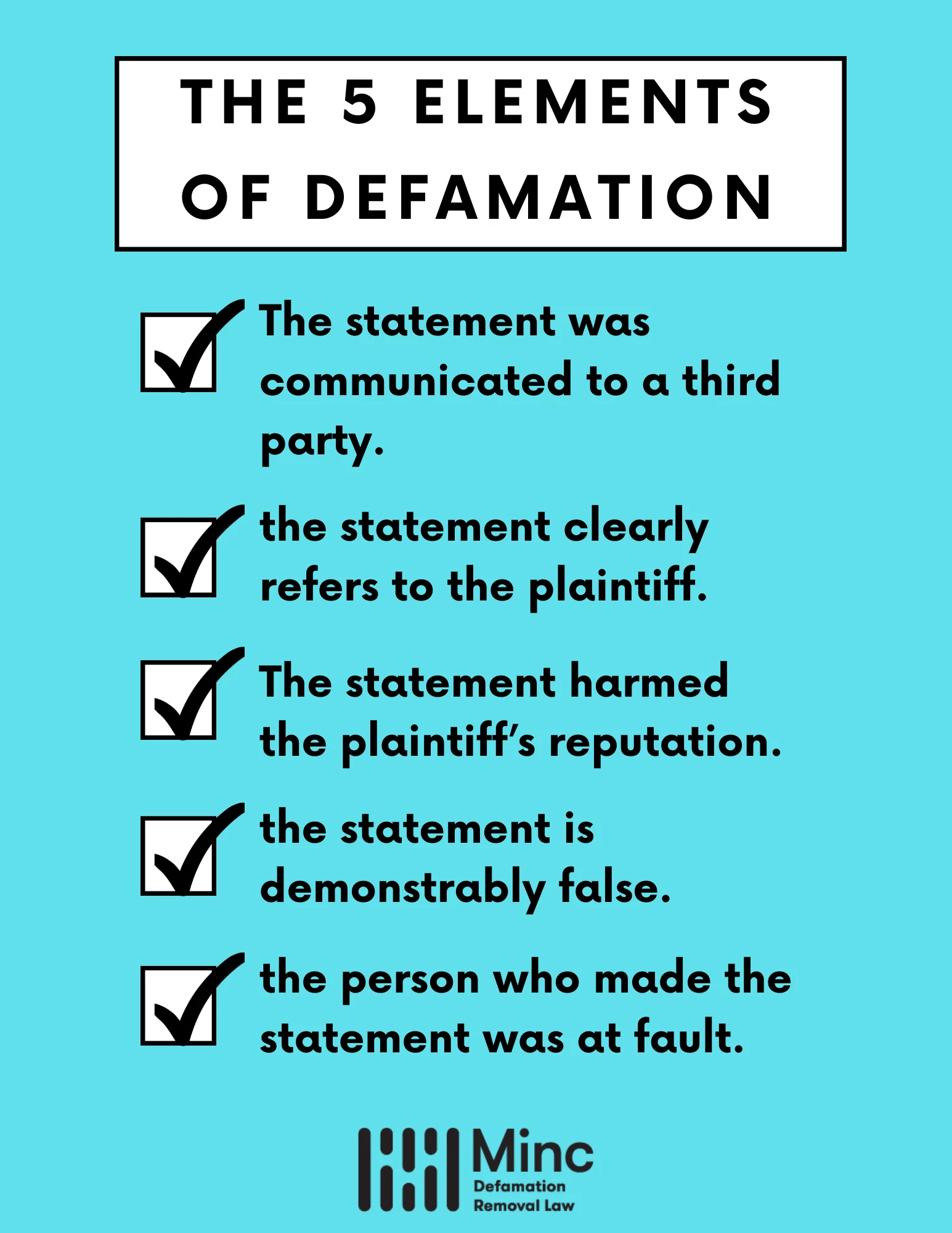 What are the 5 Elements of Defamation